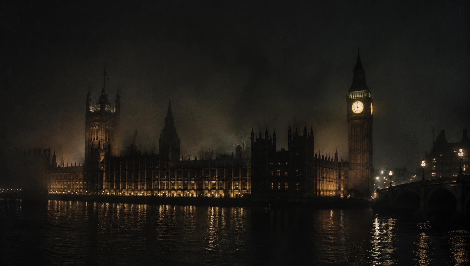 The Palace of Westminster at night
